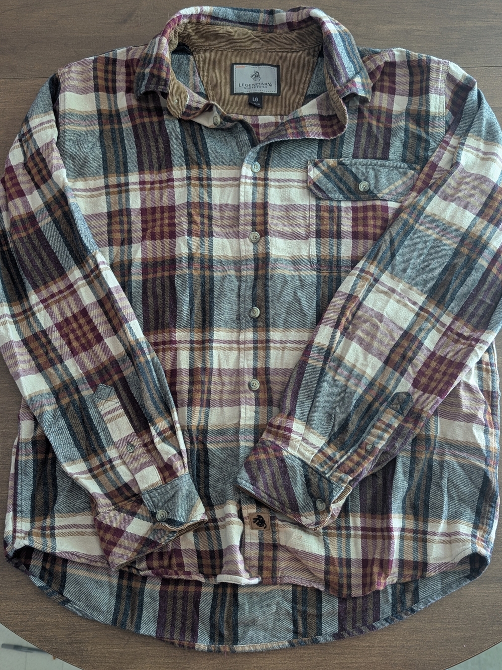 Legendary Whitetails Men's Maroon & Gray Plaid Flannel Shirt